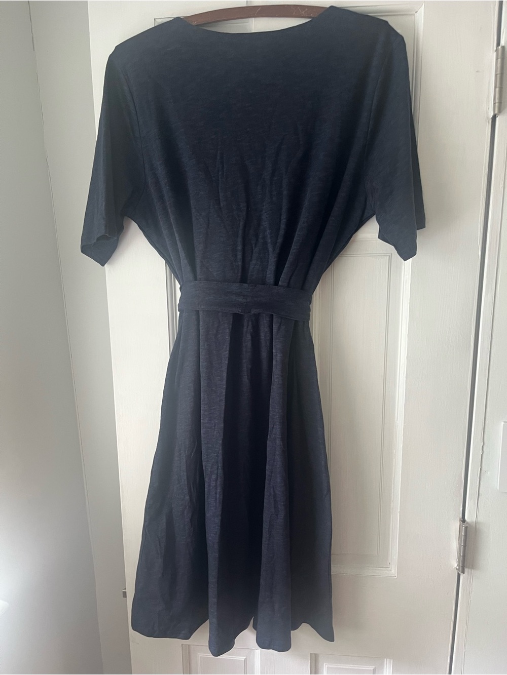 L.L. Bean Navy Wrap-Style Dress sz L - Picture 2 of 3